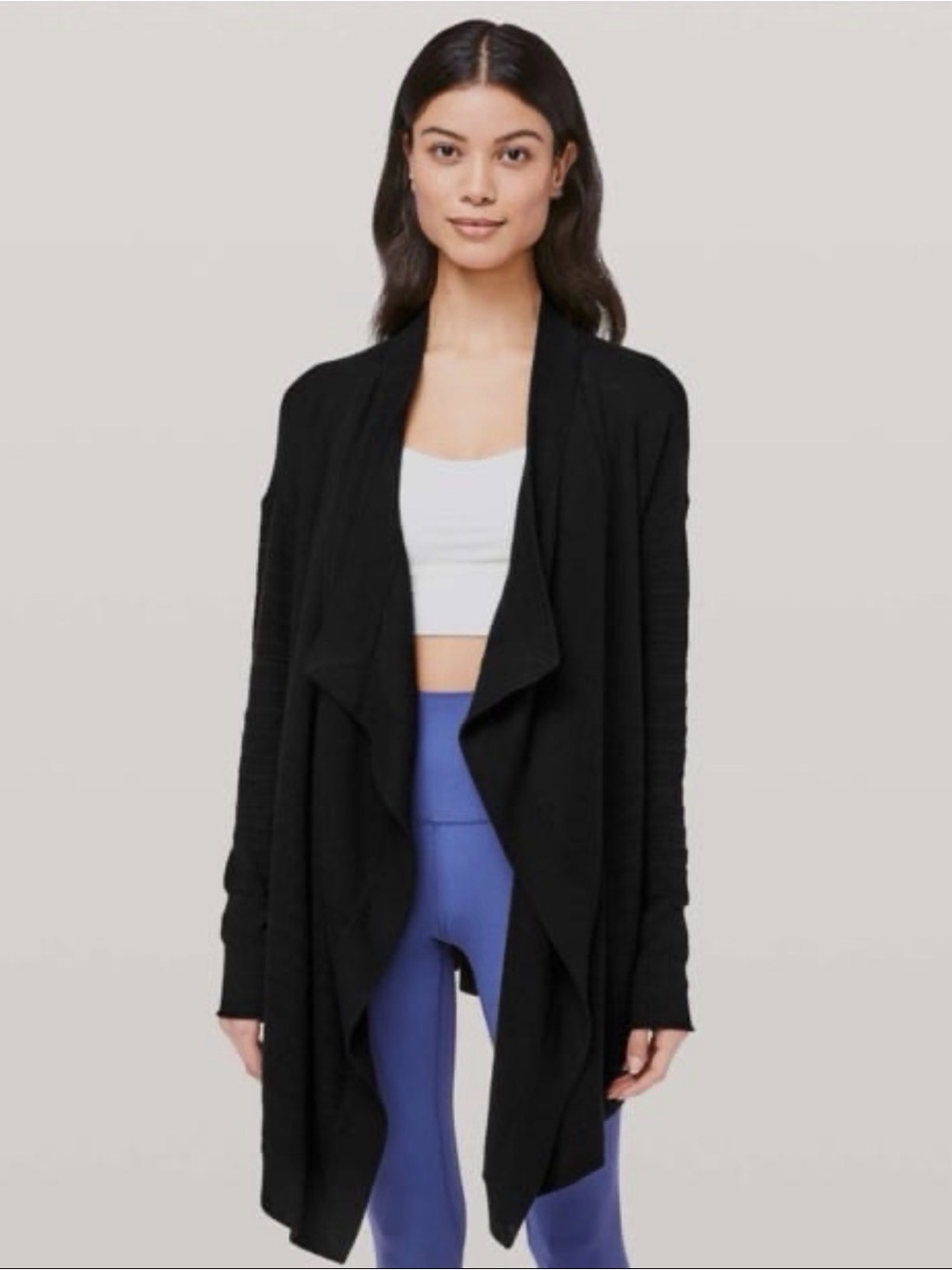 Lululemon "Crisp Air, Don't Care" Black Wrap Cardigan Sweater